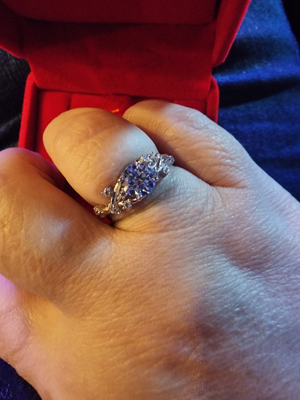 Sterling Silver Round Ice Blue Moissanite Ring - Size 8